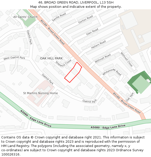 46, BROAD GREEN ROAD, LIVERPOOL, L13 5SH: Location map and indicative extent of plot