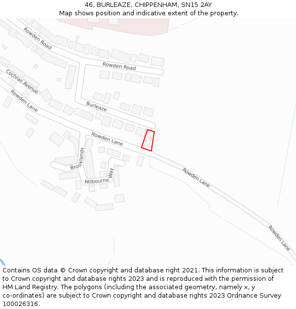 46, BURLEAZE, CHIPPENHAM, SN15 2AY: Location map and indicative extent of plot