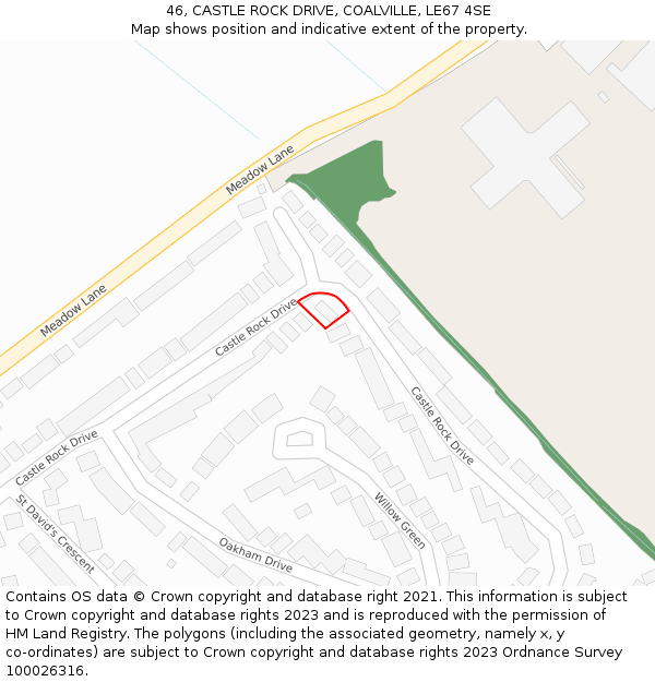 46, CASTLE ROCK DRIVE, COALVILLE, LE67 4SE: Location map and indicative extent of plot