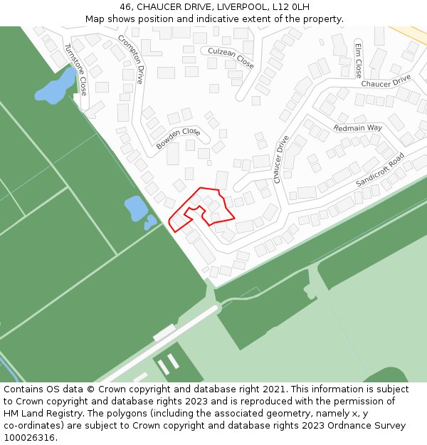 46, CHAUCER DRIVE, LIVERPOOL, L12 0LH: Location map and indicative extent of plot