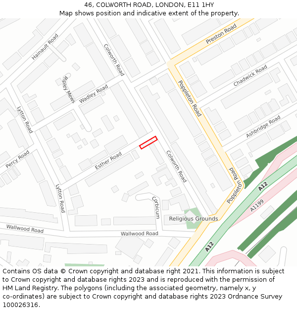 46, COLWORTH ROAD, LONDON, E11 1HY: Location map and indicative extent of plot