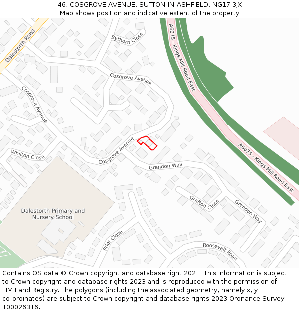 46, COSGROVE AVENUE, SUTTON-IN-ASHFIELD, NG17 3JX: Location map and indicative extent of plot