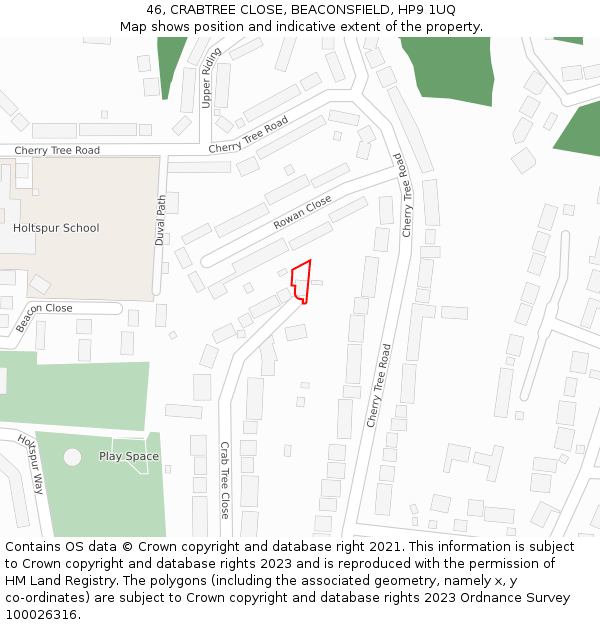 46, CRABTREE CLOSE, BEACONSFIELD, HP9 1UQ: Location map and indicative extent of plot