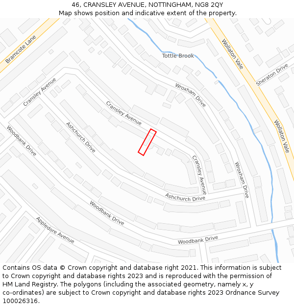 46, CRANSLEY AVENUE, NOTTINGHAM, NG8 2QY: Location map and indicative extent of plot