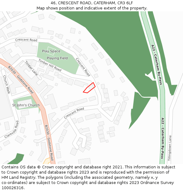 46, CRESCENT ROAD, CATERHAM, CR3 6LF: Location map and indicative extent of plot