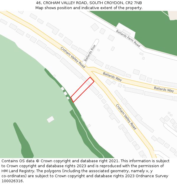 46, CROHAM VALLEY ROAD, SOUTH CROYDON, CR2 7NB: Location map and indicative extent of plot