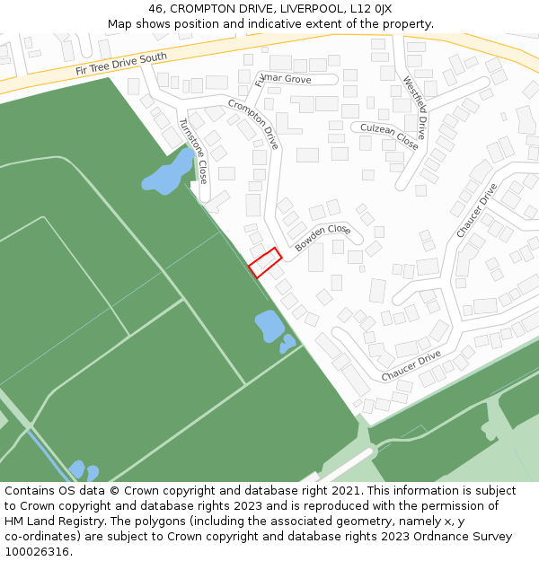 46, CROMPTON DRIVE, LIVERPOOL, L12 0JX: Location map and indicative extent of plot