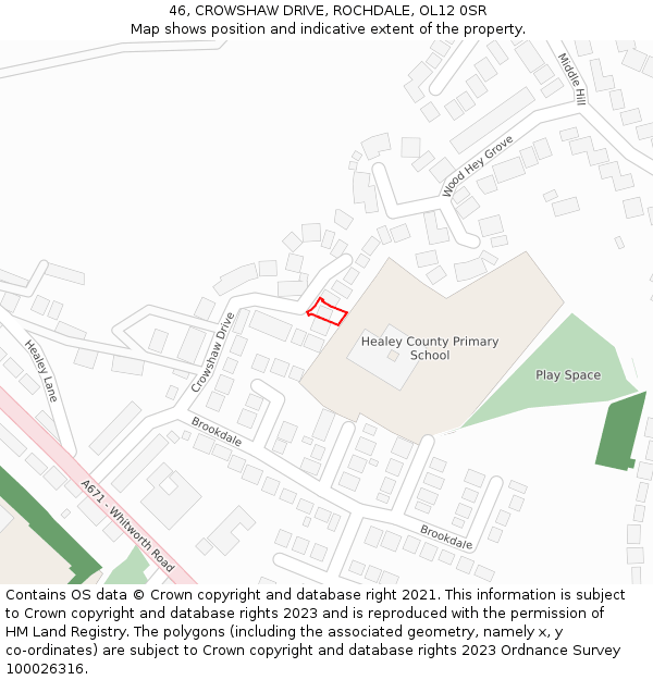 46, CROWSHAW DRIVE, ROCHDALE, OL12 0SR: Location map and indicative extent of plot