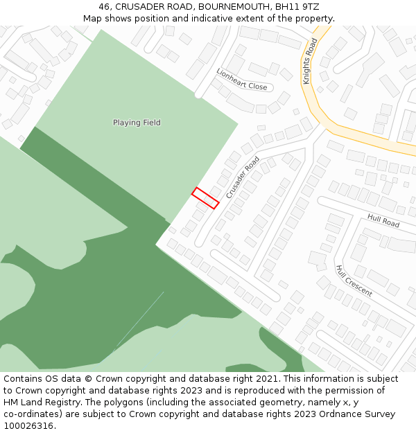 46, CRUSADER ROAD, BOURNEMOUTH, BH11 9TZ: Location map and indicative extent of plot