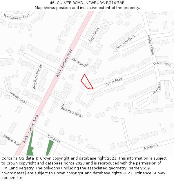46, CULVER ROAD, NEWBURY, RG14 7AR: Location map and indicative extent of plot