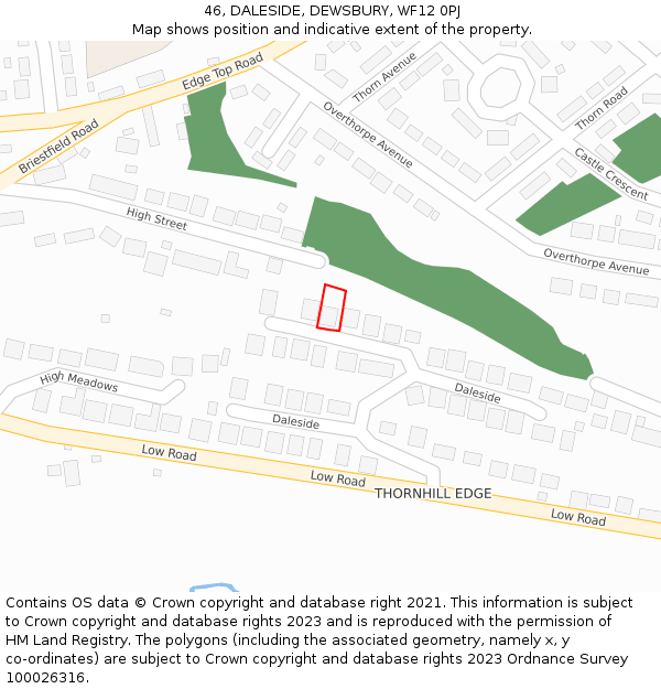 46, DALESIDE, DEWSBURY, WF12 0PJ: Location map and indicative extent of plot