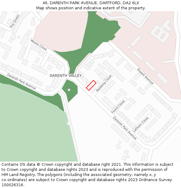 46, DARENTH PARK AVENUE, DARTFORD, DA2 6LX: Location map and indicative extent of plot
