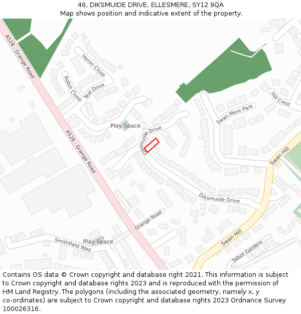 46, DIKSMUIDE DRIVE, ELLESMERE, SY12 9QA: Location map and indicative extent of plot