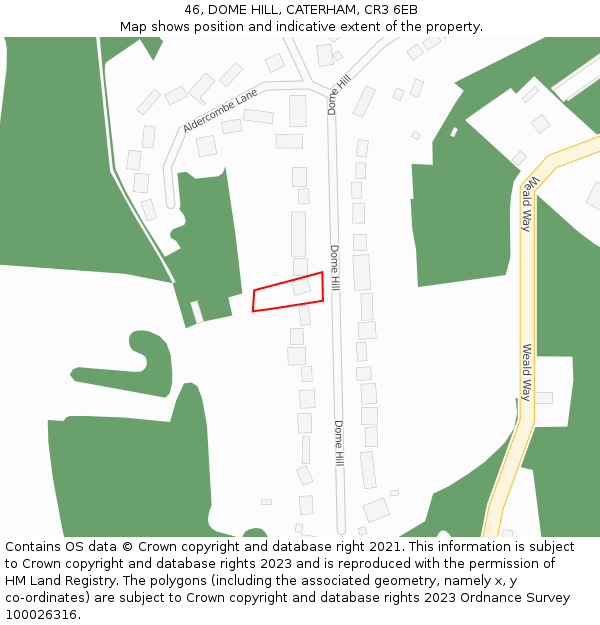 46, DOME HILL, CATERHAM, CR3 6EB: Location map and indicative extent of plot