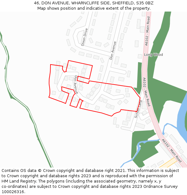 46, DON AVENUE, WHARNCLIFFE SIDE, SHEFFIELD, S35 0BZ: Location map and indicative extent of plot