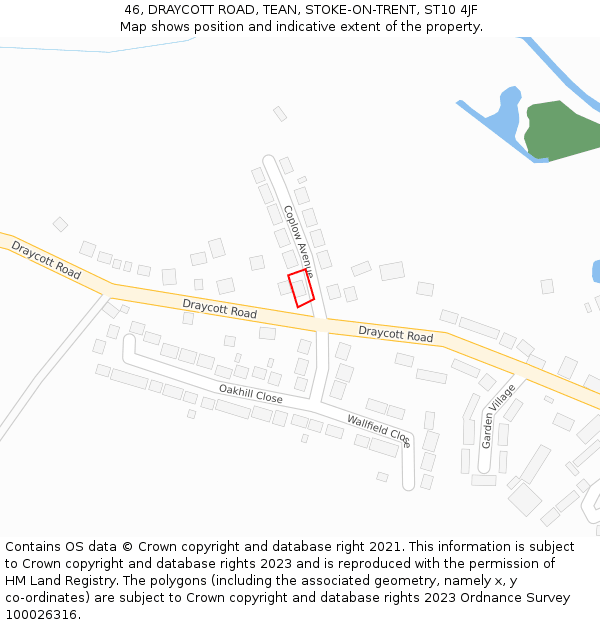 46, DRAYCOTT ROAD, TEAN, STOKE-ON-TRENT, ST10 4JF: Location map and indicative extent of plot