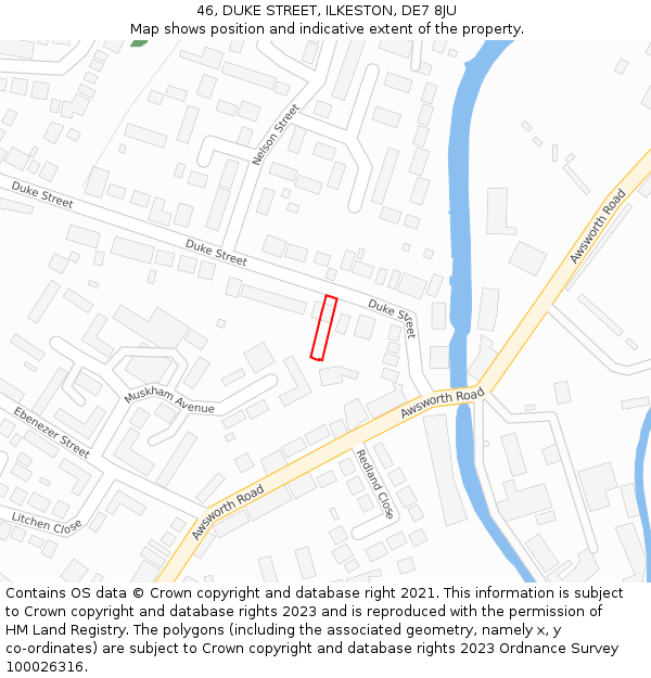 46, DUKE STREET, ILKESTON, DE7 8JU: Location map and indicative extent of plot