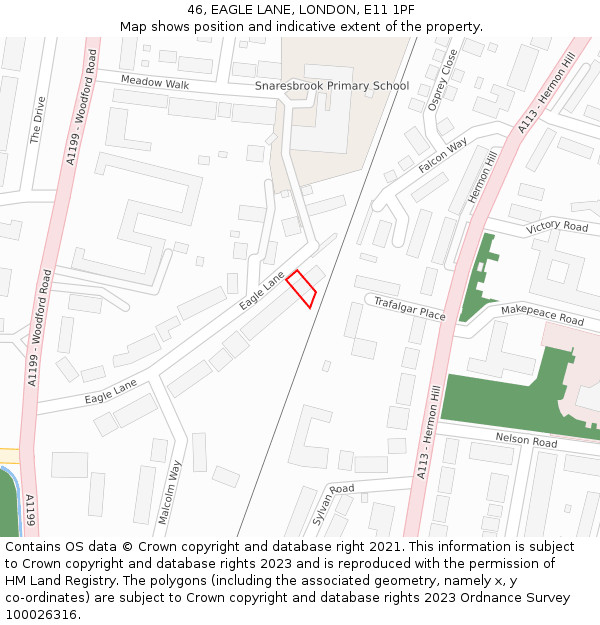 46, EAGLE LANE, LONDON, E11 1PF: Location map and indicative extent of plot