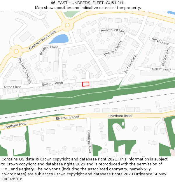 46, EAST HUNDREDS, FLEET, GU51 1HL: Location map and indicative extent of plot