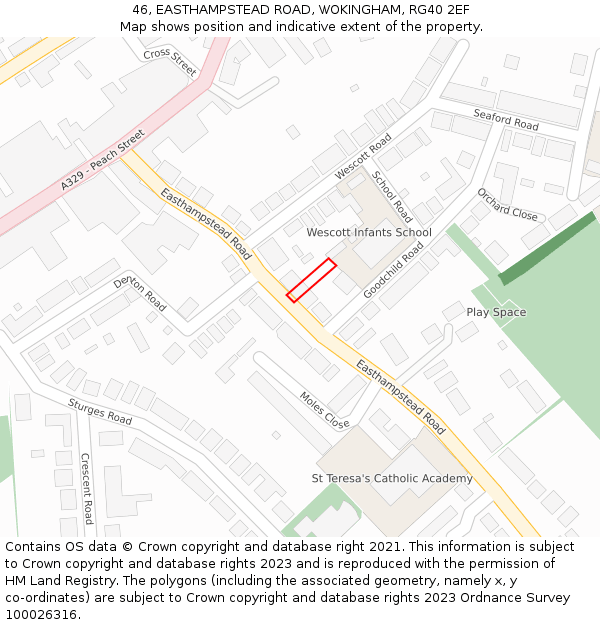 46, EASTHAMPSTEAD ROAD, WOKINGHAM, RG40 2EF: Location map and indicative extent of plot
