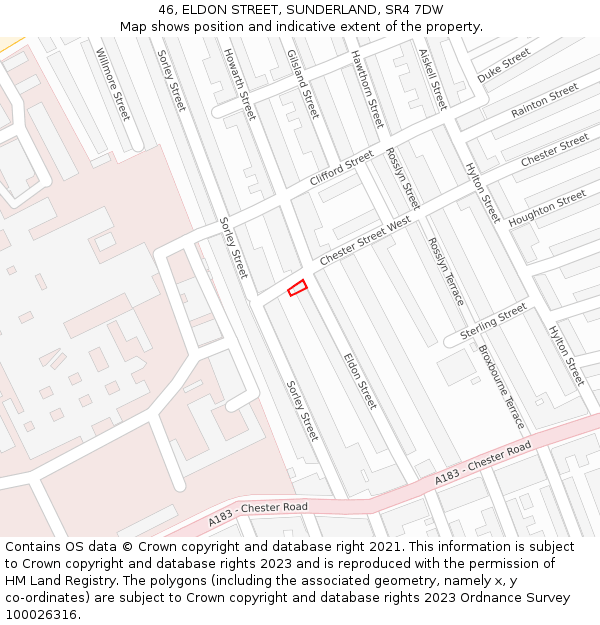 46, ELDON STREET, SUNDERLAND, SR4 7DW: Location map and indicative extent of plot