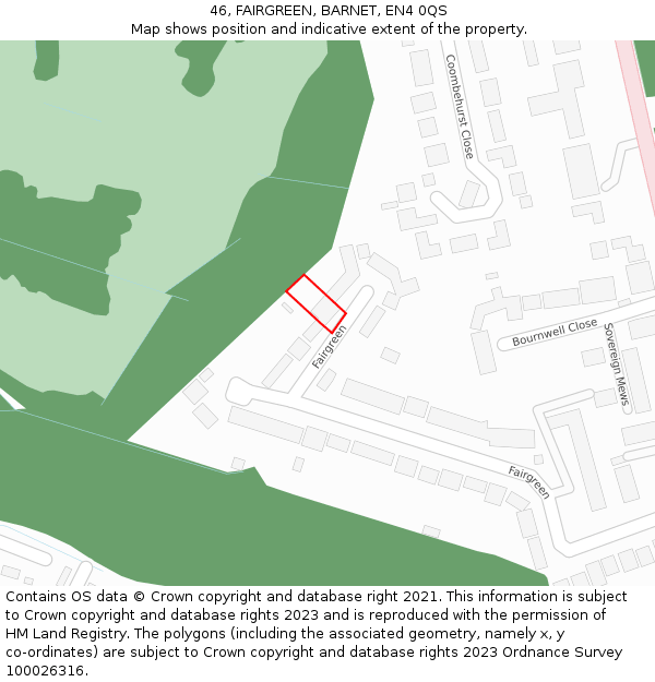 46, FAIRGREEN, BARNET, EN4 0QS: Location map and indicative extent of plot