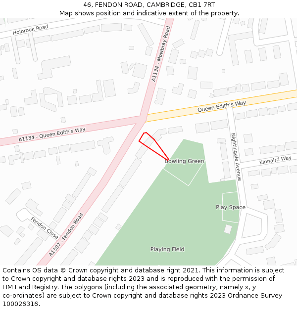 46, FENDON ROAD, CAMBRIDGE, CB1 7RT: Location map and indicative extent of plot