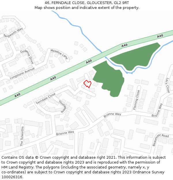 46, FERNDALE CLOSE, GLOUCESTER, GL2 9RT: Location map and indicative extent of plot