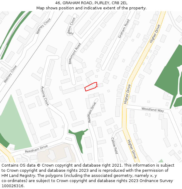 46, GRAHAM ROAD, PURLEY, CR8 2EL: Location map and indicative extent of plot