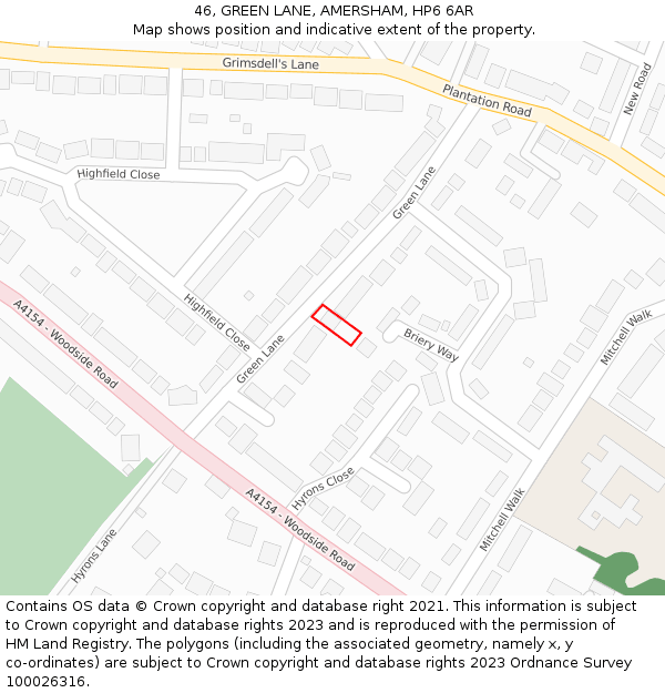 46, GREEN LANE, AMERSHAM, HP6 6AR: Location map and indicative extent of plot