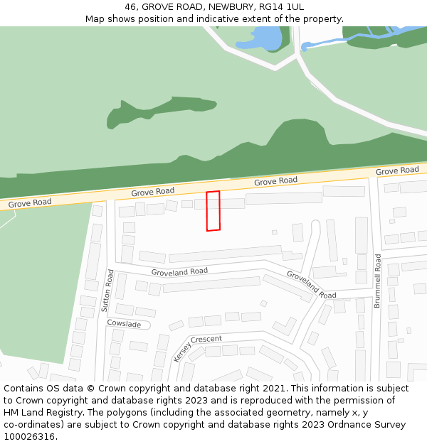 46, GROVE ROAD, NEWBURY, RG14 1UL: Location map and indicative extent of plot