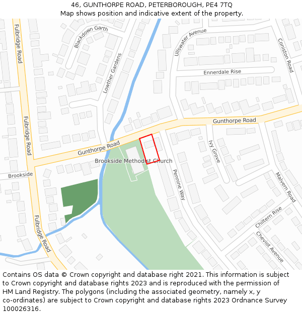 46, GUNTHORPE ROAD, PETERBOROUGH, PE4 7TQ: Location map and indicative extent of plot