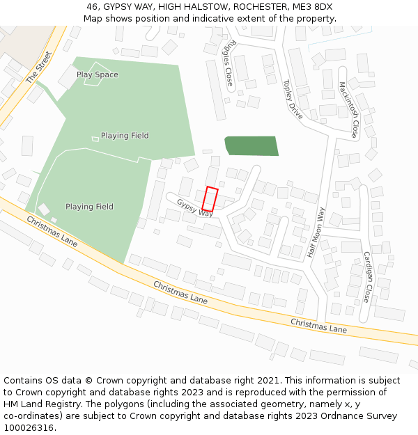 46, GYPSY WAY, HIGH HALSTOW, ROCHESTER, ME3 8DX: Location map and indicative extent of plot