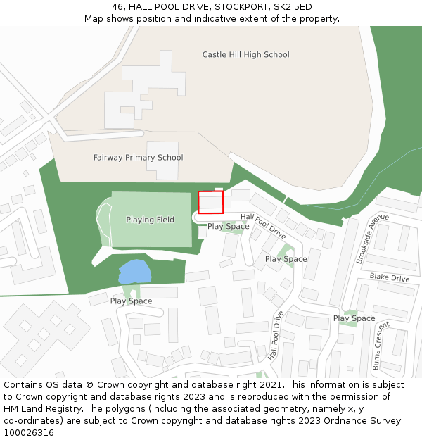 46, HALL POOL DRIVE, STOCKPORT, SK2 5ED: Location map and indicative extent of plot