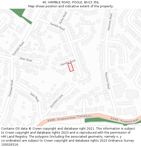 46, HAMBLE ROAD, POOLE, BH15 3NL: Location map and indicative extent of plot