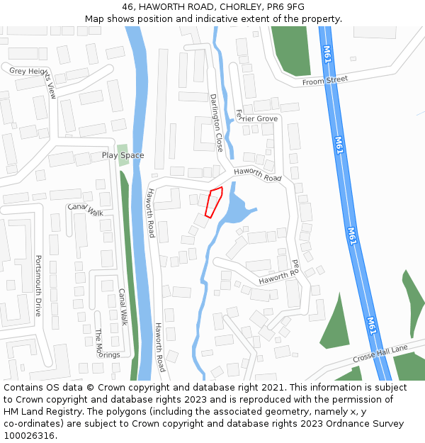 46, HAWORTH ROAD, CHORLEY, PR6 9FG: Location map and indicative extent of plot