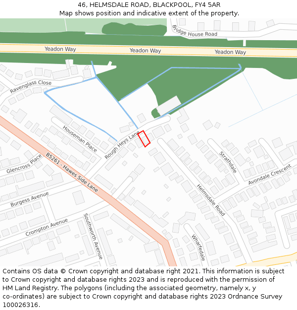 46, HELMSDALE ROAD, BLACKPOOL, FY4 5AR: Location map and indicative extent of plot
