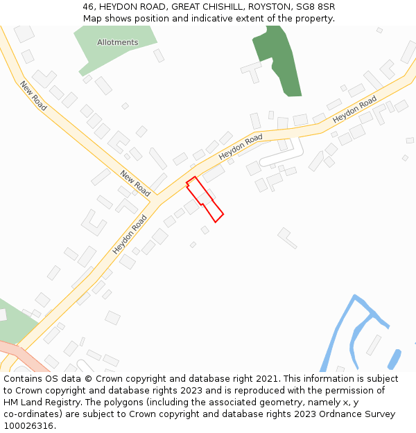 46, HEYDON ROAD, GREAT CHISHILL, ROYSTON, SG8 8SR: Location map and indicative extent of plot