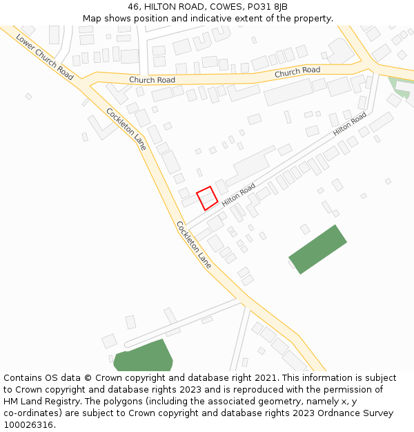 46, HILTON ROAD, COWES, PO31 8JB: Location map and indicative extent of plot