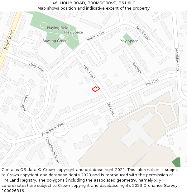 46, HOLLY ROAD, BROMSGROVE, B61 8LG: Location map and indicative extent of plot