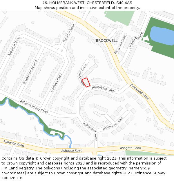 46, HOLMEBANK WEST, CHESTERFIELD, S40 4AS: Location map and indicative extent of plot