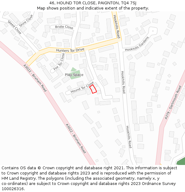 46, HOUND TOR CLOSE, PAIGNTON, TQ4 7SJ: Location map and indicative extent of plot