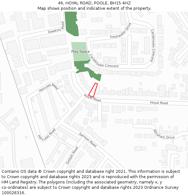 46, HOYAL ROAD, POOLE, BH15 4HZ: Location map and indicative extent of plot