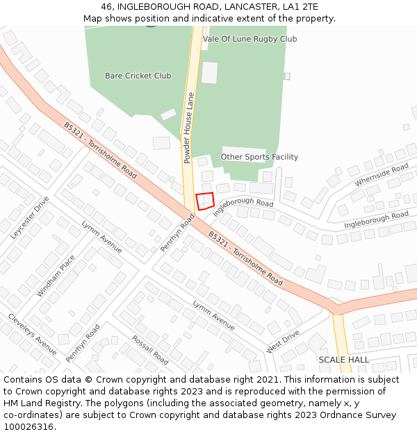 46, INGLEBOROUGH ROAD, LANCASTER, LA1 2TE: Location map and indicative extent of plot