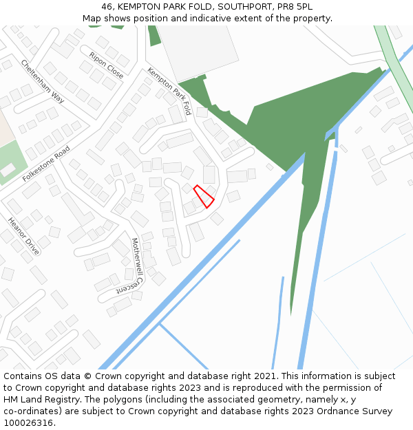 46, KEMPTON PARK FOLD, SOUTHPORT, PR8 5PL: Location map and indicative extent of plot