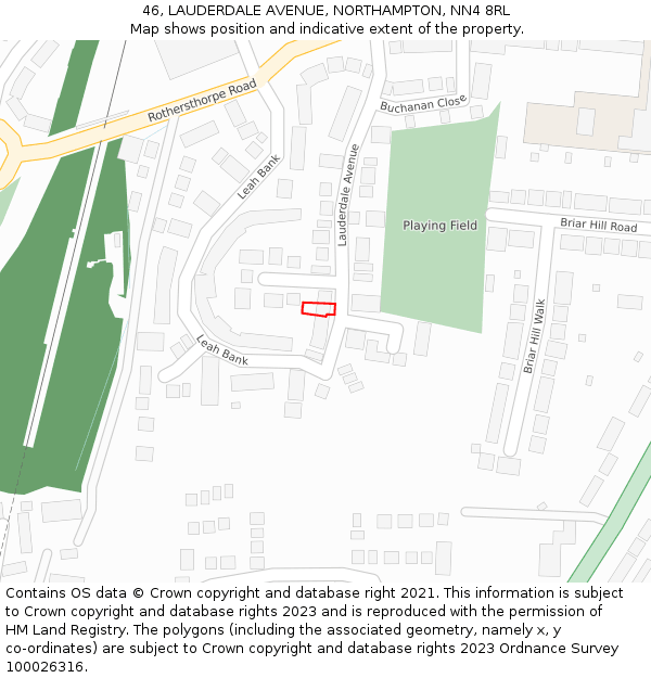 46, LAUDERDALE AVENUE, NORTHAMPTON, NN4 8RL: Location map and indicative extent of plot