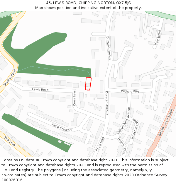 46, LEWIS ROAD, CHIPPING NORTON, OX7 5JS: Location map and indicative extent of plot