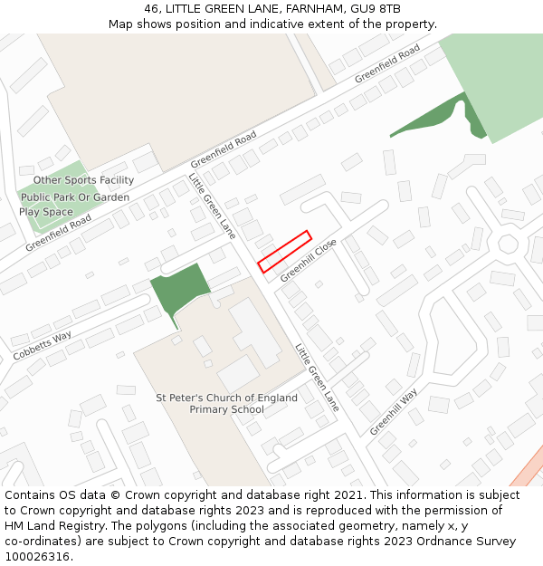 46, LITTLE GREEN LANE, FARNHAM, GU9 8TB: Location map and indicative extent of plot