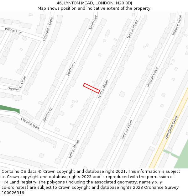 46, LYNTON MEAD, LONDON, N20 8DJ: Location map and indicative extent of plot