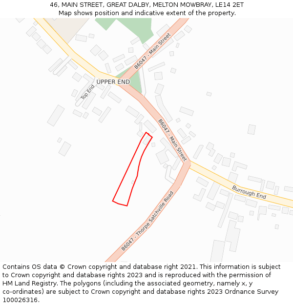 46, MAIN STREET, GREAT DALBY, MELTON MOWBRAY, LE14 2ET: Location map and indicative extent of plot